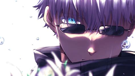 Blue Eyes Purple Hair Satoru Gojo Sunglasses HD Jujutsu Kaisen Wallpapers | HD Wallpapers | ID ...