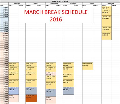 March Break Class Schedule | CMAC Kitayama Dojo