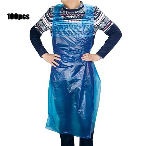 Disposable Aprons (100Pack), Plastic apron is Great for Painting Party, Cooking, Housework ...