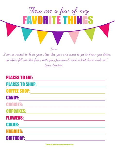 Favorite Things Template