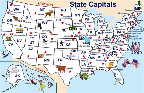 Usa Map With Capitals Printable