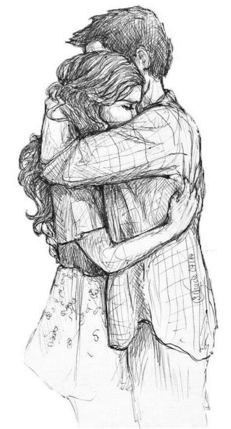 Boy And Girl Hugging Drawing