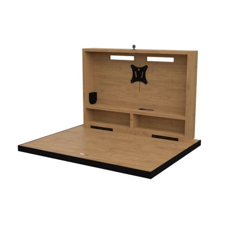 a wooden display case with a black clock on the front and bottom shelf ...