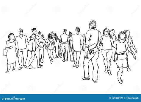 Crowd Ink Sketch Illustration Stock Illustration - Illustration of ...