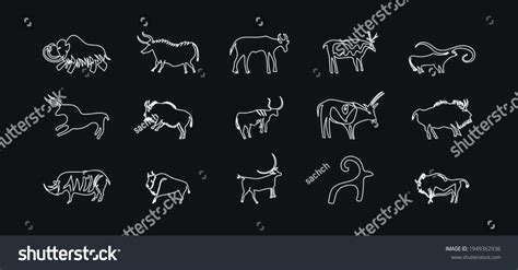 Set Cave Drawings Animals Vector Design Stock Vector (Royalty Free) 1949362936 | Shutterstock