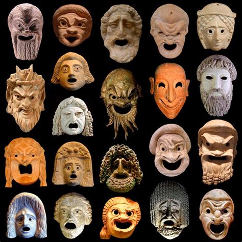 Ancient Greek Theater masks. The Ancient Greek term for a mask is "prosopon" (lit., "face") and ...