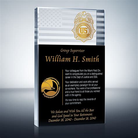 FBI Special Agent Retirement Plaque (#509-3) | Wording Ideas - DIY Awards