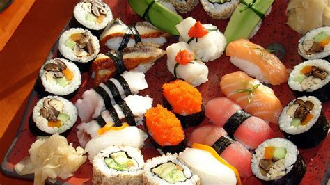 Several types of Japanese sushi dishes wallpapers and images - wallpapers, pictures, photos