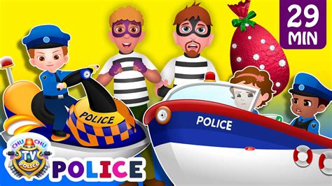 ChuChu TV Police Chase Thief in Police Boat & Save Huge Surprise Egg Toys Gifts from Creepy ...