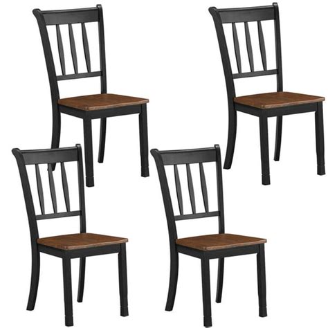 Gymax 4PCS Wooden Dining Side Chair High Back Armless Home Furniture Black - Walmart.com ...