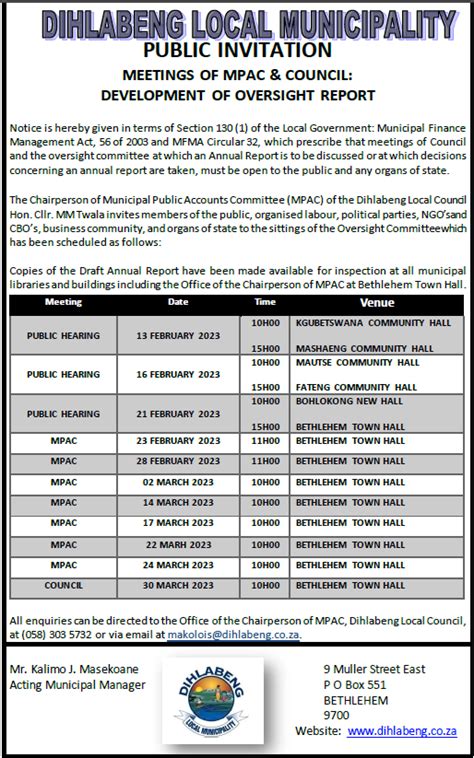 NOTICE!!!! – Dihlabeng Municipality