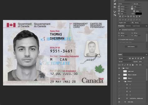 Canada Permanent resident card PSD Template | ID Card Template