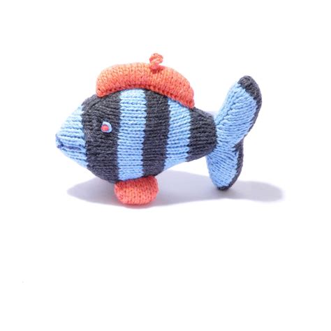 Organic Cotton Fish Soft Toy in Black and Blue Stripe – ChunkiChilli