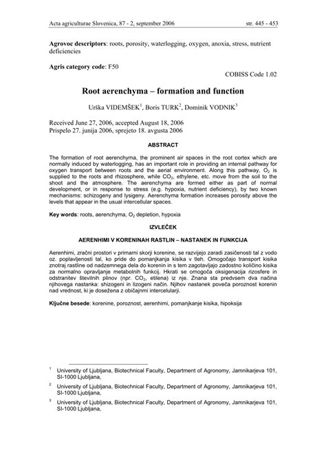 (PDF) Root aerenchyma - formation and function