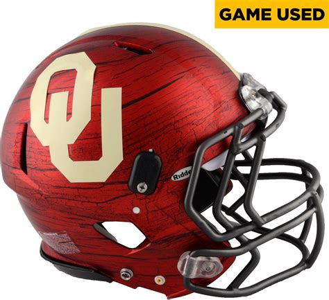 Oklahoma Sooners Game-Used Crimson & Wood-Grain Football Helmet - '16 ...