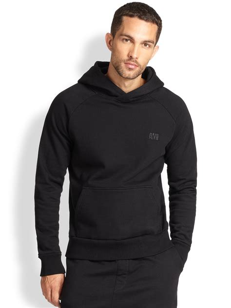 AMI Hooded Sweatshirt in Black for Men - Lyst