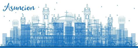 Outline Asuncion Skyline with Blue Buildings. 13864018 Vector Art at ...