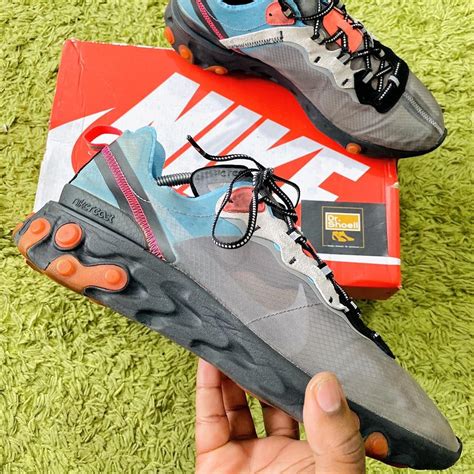 Nike React Element 87 Blue Chill Solar Red -... - Depop