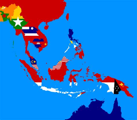 Flag map of South East Asia. - Maps on the Web