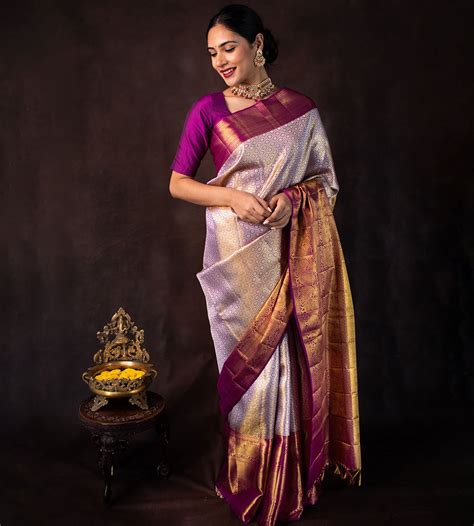 Lavender Kanchipuram Silk Saree