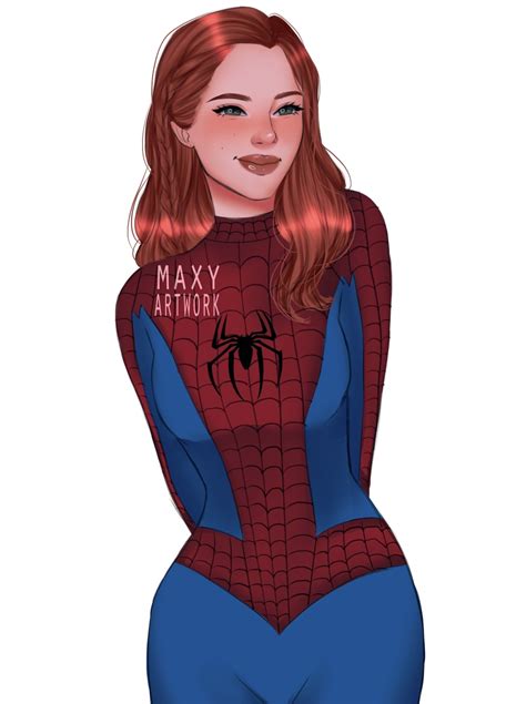 maxy artwork — black widow dressed up as Spider-Man for Halloween