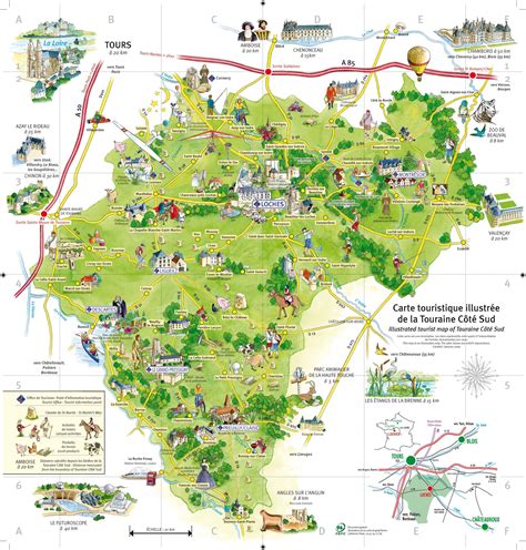 Carte de la Touraine Côté Sud. Vallée de la Loire | Carte, Parc a theme ...