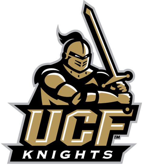 Central Florida Knights Primary Logo (2007) - A gold knight holding a sword above 'UCF' Ncaa ...