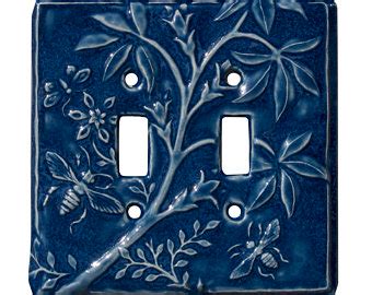 Blue Flower Design Ceramic Switch Plate Covers