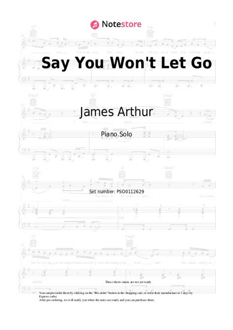 Say You Won't Let Go piano sheet music James Arthur in Note-Store.com ...