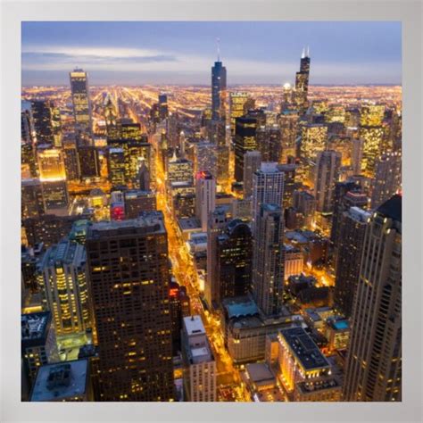 Downtown Chicago skyline at dusk Poster | Zazzle.com