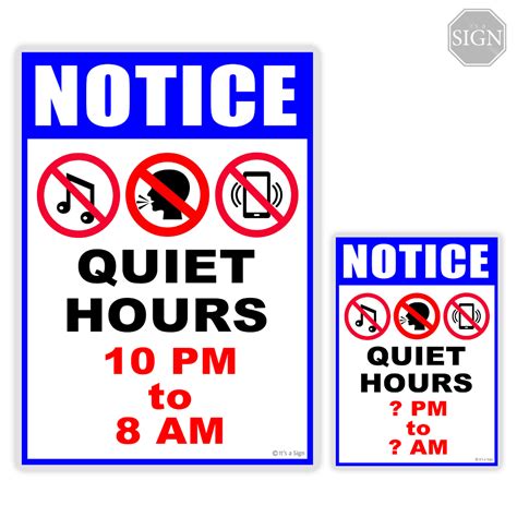 Quiet Hours 10pm - 8am Sign - Laminated Signage - A4 Size | Shopee Malaysia