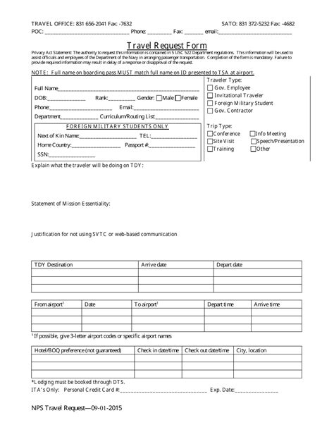 Fillable Travel Request Form - Printable Forms Free Online