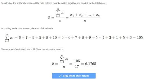 Arithmetic Mean Calculator Online (Step by step) 🥇