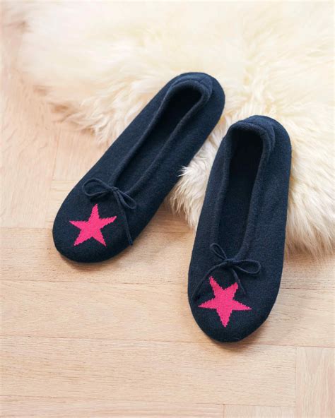 Navy Star | Cashmere Star Slippers | Pure Collection