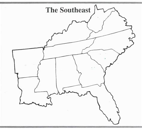 Blank Map Of Southeast Us Interactive Southeastern United At States ...