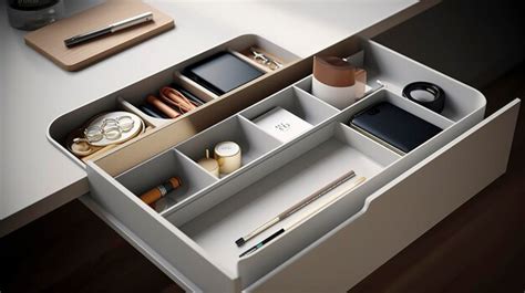 Premium AI Image | A Photo of a Minimalist Desk Drawer Organizer with ...