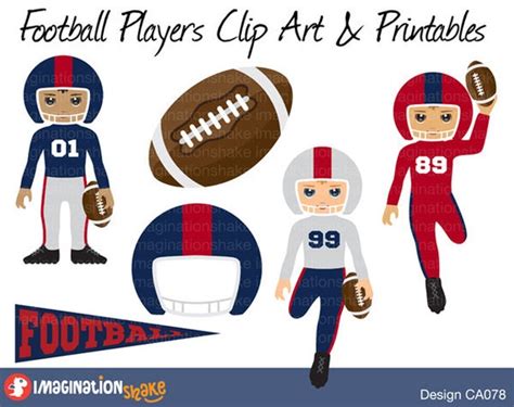 Red and Blue Football Players Clip Art & by ImaginationShake