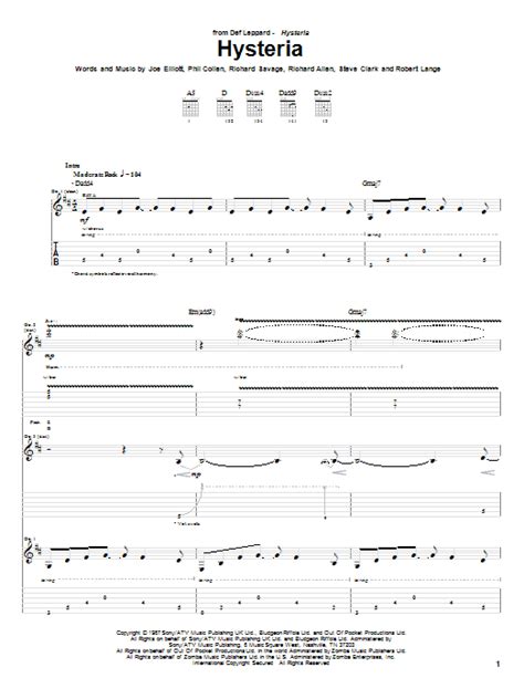 Hysteria by Def Leppard - Guitar Tab - Guitar Instructor