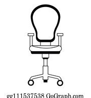 12 Office Chair With Wheels In Black And White Clip Art | Royalty Free ...