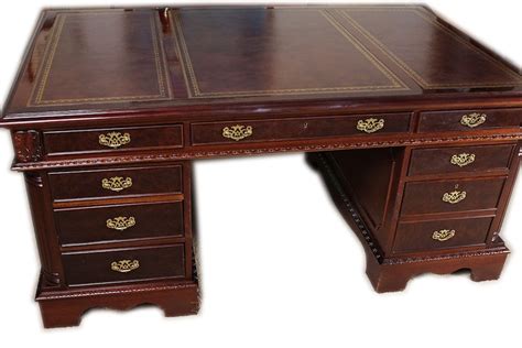 Large Mahogany Partners Desk | EBTH