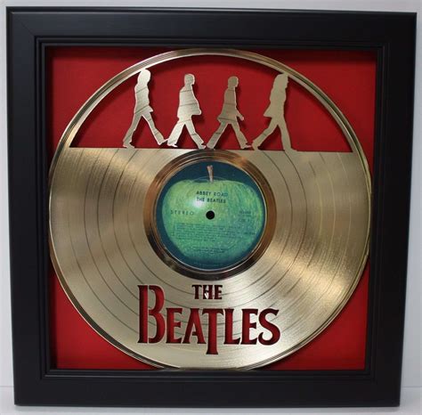 Beatles Abbey Road Black Wood Framed Gold LP Record Laser Cut Shadowbox | Gold Record Outlet ...