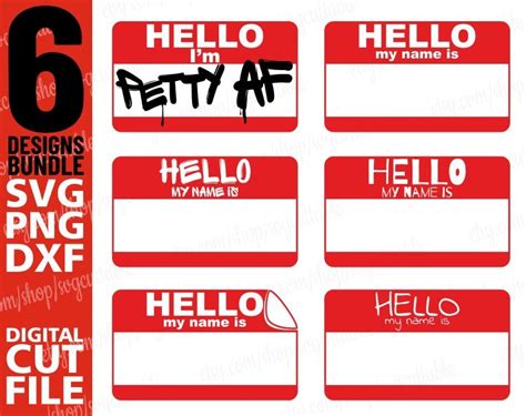 6x Hello My Name Is Name Tag Svg Hello name tag template | Etsy