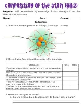 Composition of an atom (Quiz) by The Science Portal | TPT