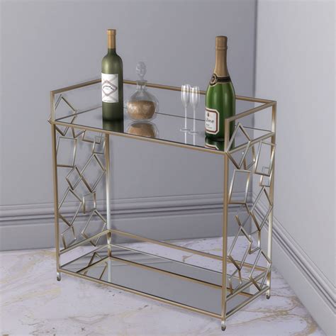 Luxe Mirrored Bar Cart + Glasses - Files - The Sims 4 Build / Buy ...