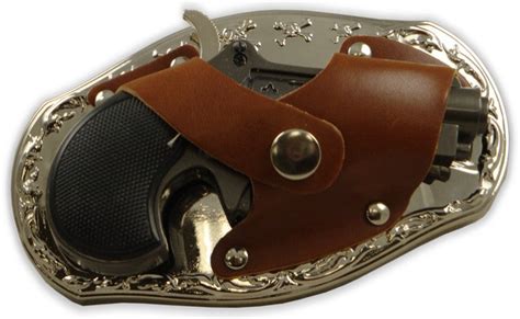 Magnum Gun Holster Belt Buckle With Lighter & Knife with Free Belt – Bewild