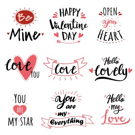 Valentine's Day Hand Lettered Text Set 835017 Vector Art at Vecteezy