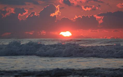 Download Foam Water Sky Ocean Horizon Sun Cloud Nature Sea Wave Sunset 4k Ultra HD Wallpaper