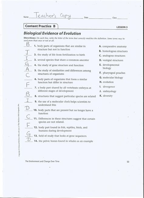 Fossil Evidence Of Evolution Answer Key