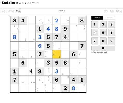 Nyt Sudoku Easy