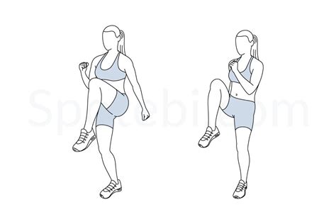 High Knees | Illustrated Exercise Guide | High knee exercise, Knee ...